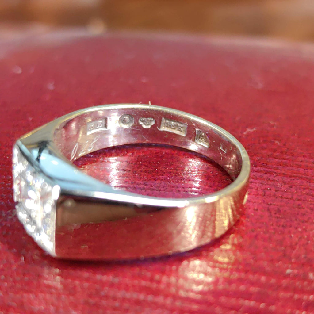 Vintage 18k Yellow Gold Diamond Ring: Unisex Chevalier Statement Ring