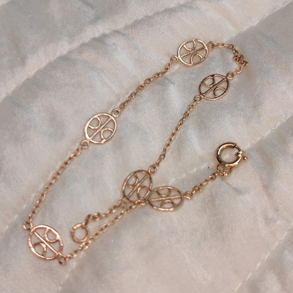 14k Yellow Gold Wheel Bracelet - Vintage Minimalist Chain
