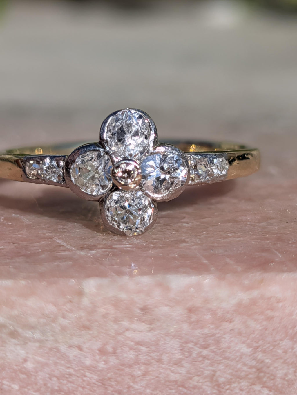 Art Deco 1920s Old European Diamond Engagement Ring 14k Yellow Gold Hungarian Hallmarked Antique Fine Jewelry Gift for Her
