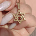 1940s 18k Solid Yellow Rose Gold  David Star Prayer Circle Pendant Vintage Chiseled Jewish Judaica Charm Antique Religious Necklace Bracelet