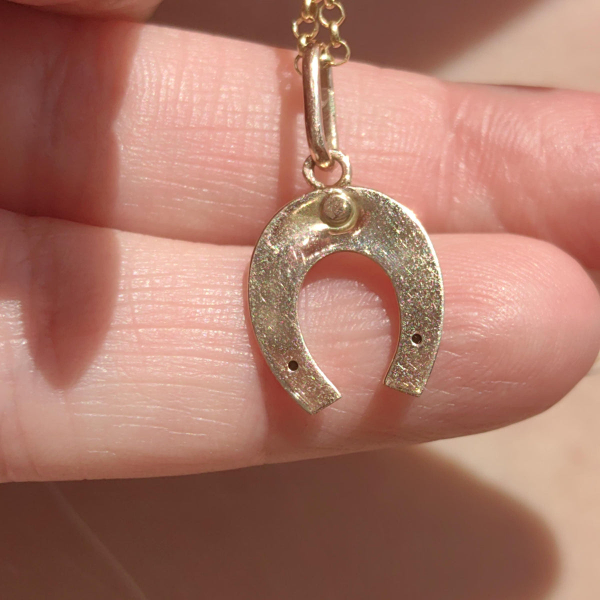 Antique 14k Yellow Rose Champagne Gold Horseshoe Pendant Equestrian Luck Horse Charm Cute Elegant Gift Present