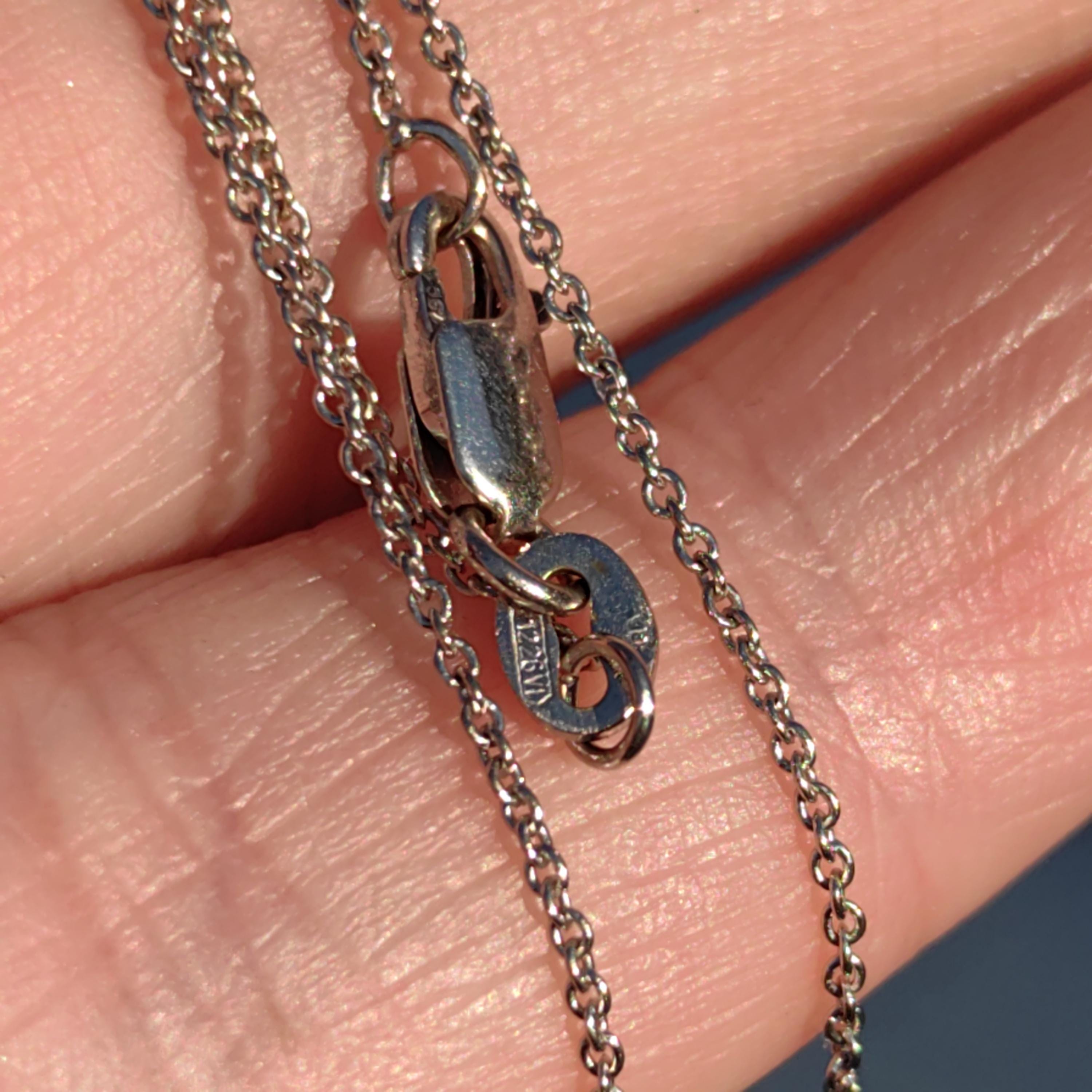 Diamond Heart Pendant Italian Necklace 18k Solid White Gold with Chain Vintage Dainty wedding Elegant Love Jewelry Valentines Gift  Her wife