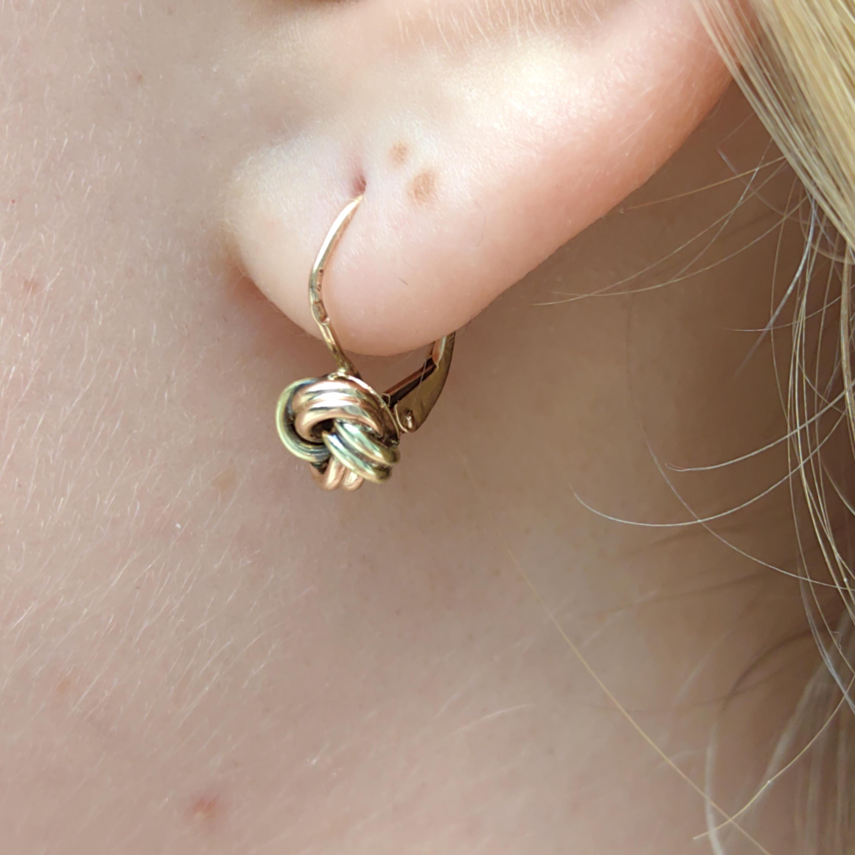 Vintage 14K Two-Tone Gold Braided Knot Earrings: 1940s Lever Back Sleepers