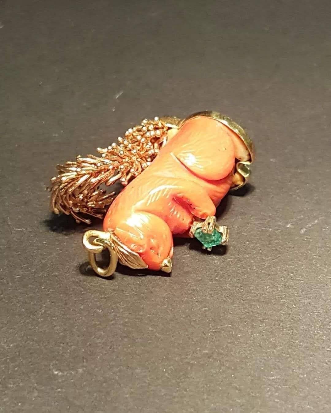 Coral squirrel pendant