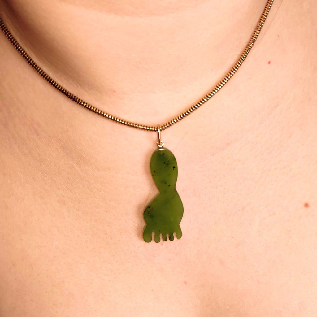 Vintage Jade Solid 14k Gold Foot Pendant