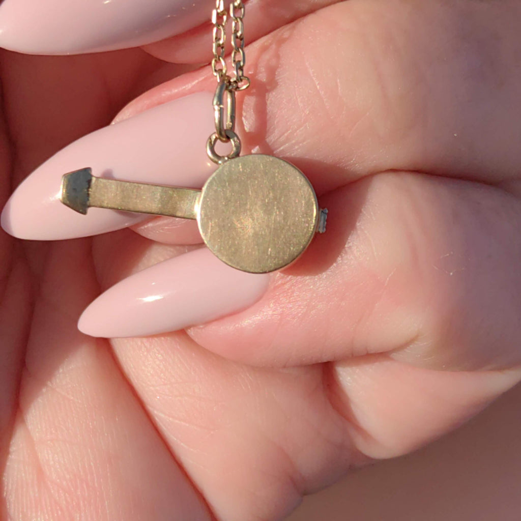 1920s Art Deco 14k Yellow Gold Banjo Pendant Charm