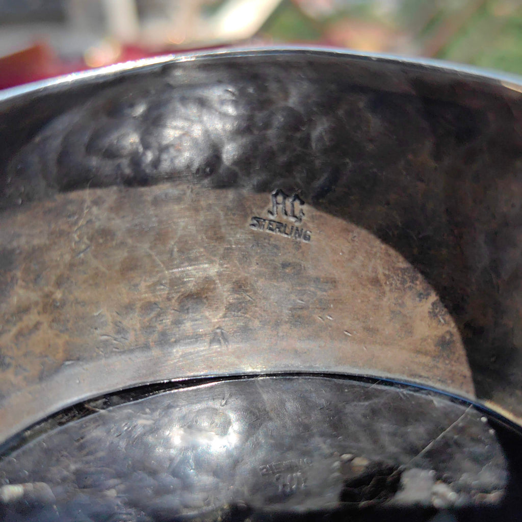 Vintage 1970s Navajo  Natural Turquoise Hallmarked Sterling Silver Massive 72 gr Bangle Bracelet