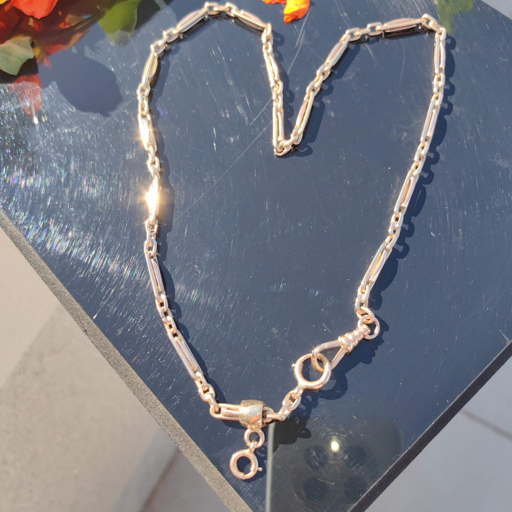 Vintage 14k Yellow Gold Chain: 50cm Statement Necklace, Pendant Holder