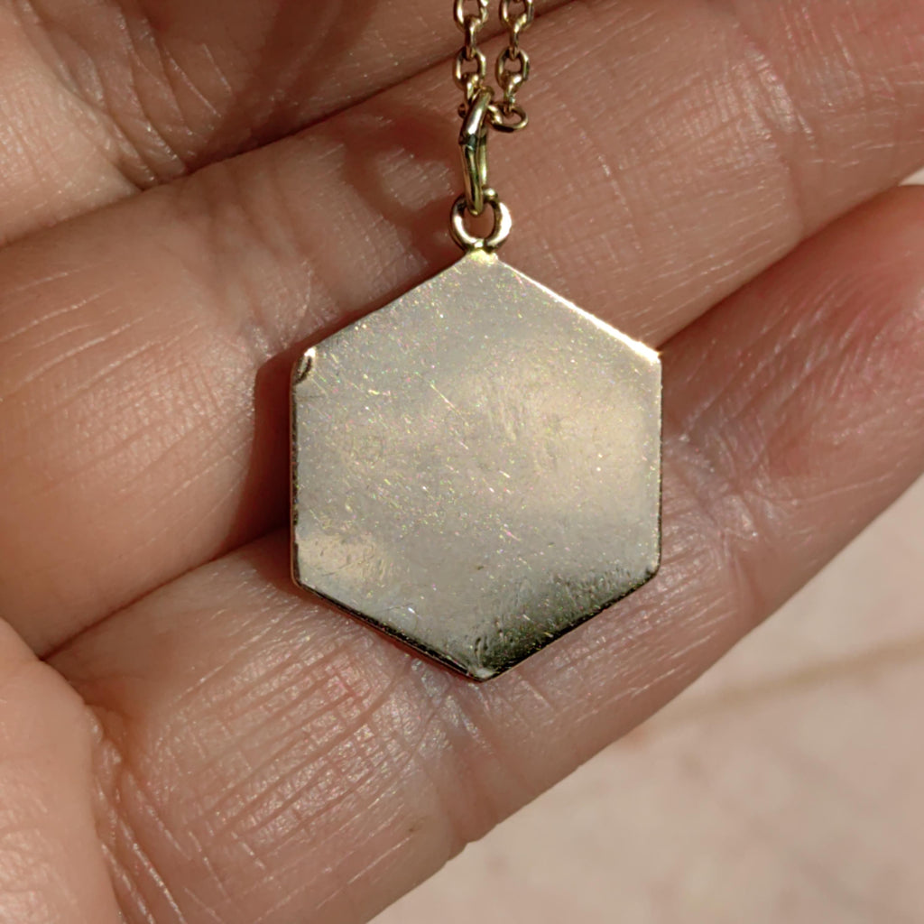 14k Gold Clover Pendant: Art Nouveau Enamel Four Leaf Luck Charm