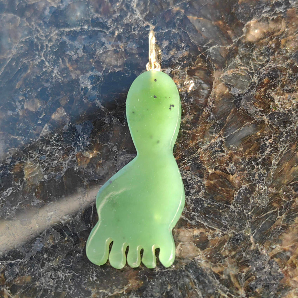 Vintage Jade Solid 14k Gold Foot Pendant
