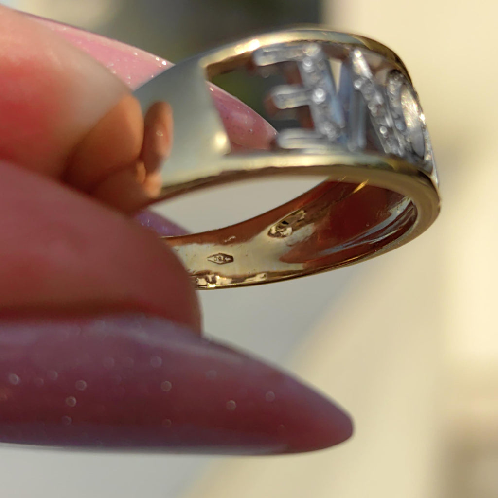 Diamond LOVE Ring: 18K Yellow Gold Y2K Statement Band