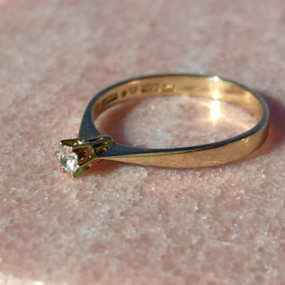 Vintage 0.1ct Natural Diamond Solid 18k Hallmarked Yellow Gold Hallmarked Engagement Wedding Solitaire Ring Gift for Her Present