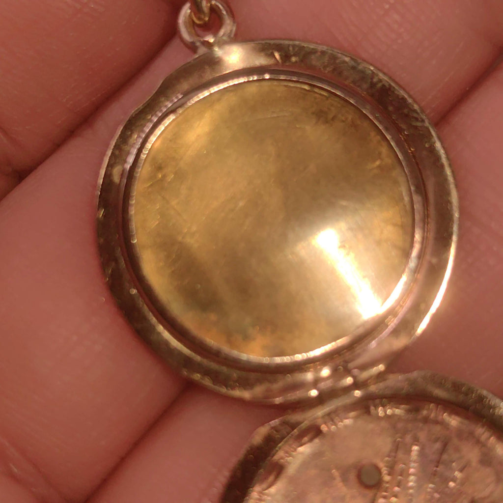 Art Nouveau 1900s Gold Plated Silver Natural Coral & Pearl Pendant Locket Necklace Pendant Picture Holder Gift present for Her Hand Chiseled