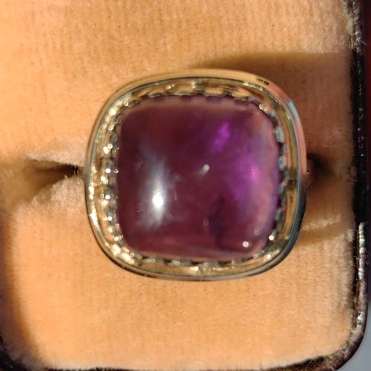 Amethyst Ring 8k 333 Hallmarked Solid  Yellow Gold, 1950s Vintage Mid Century Statement Ring Gift for Her