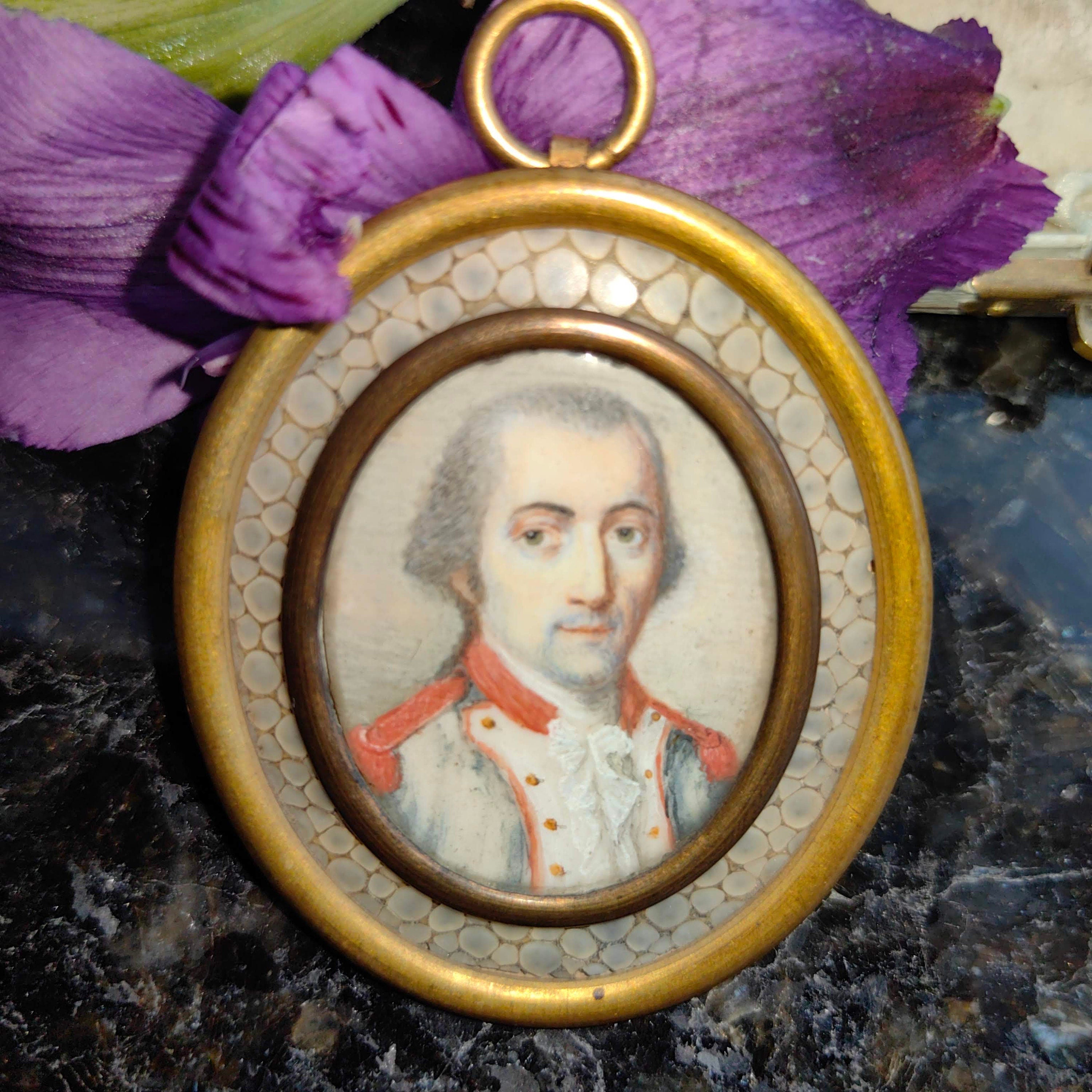 Antique Late 18th Century Vintage Miniature Southern European Hand Painted Portrait Pendant