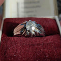 Natural Old Cut Diamond 18k Solid White Gold Art Deco 1930s Antique Elegant Unisex Chevalier Statement Ring Gift Present