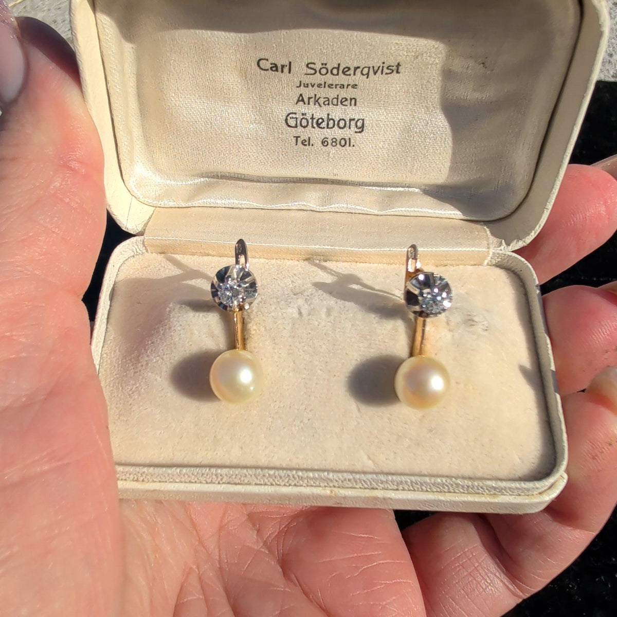 Natural Pearl and Diamond Solid 18k Solid Yellow Gold, Handmade Antique 1940s Elegant Earrings Gift for Her Present