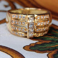 18k Yellow Gold Diamond Ring: Vintage 1980s Unisex Band