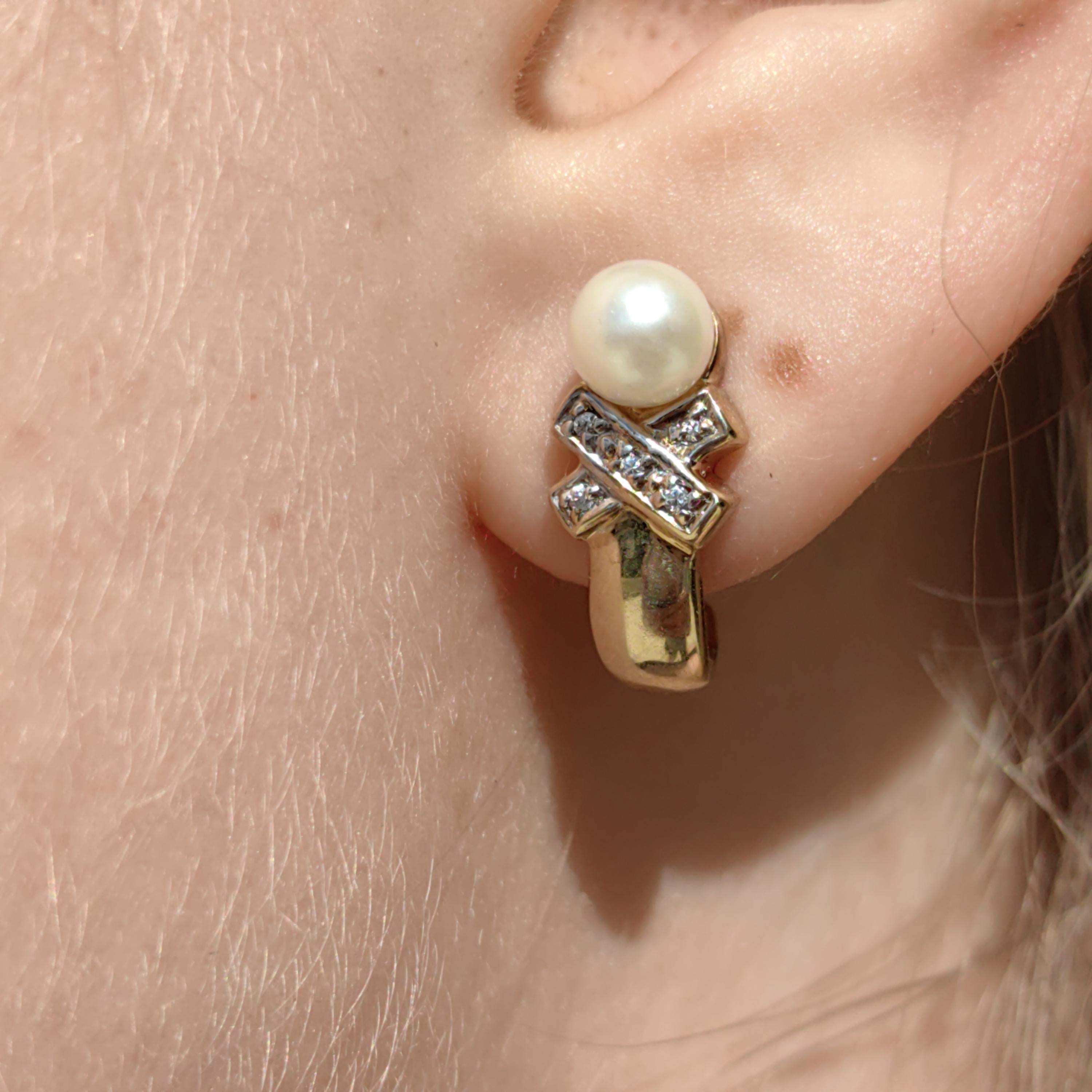 Vintage 8K Gold Pearl Cross Earrings: Elegant Antique Gift