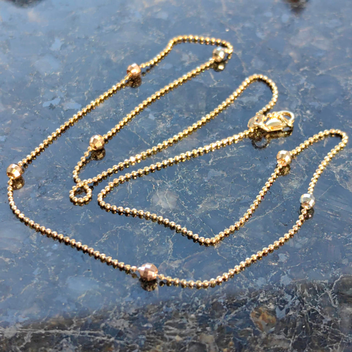 Vintage 10k Gold 42 cm Beaded Chain