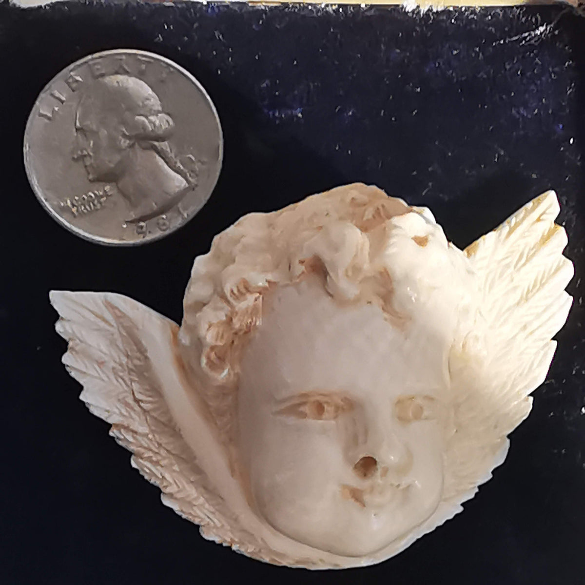 Victorian Bone Cherub Brooch: Hand Carved Angel Pin, 19th Century