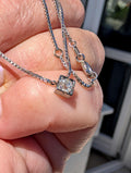 Vintage 14k and 18k White Gold Diamond Pendant Necklace, 1950s Solitaire Old European Cut Pendant, Dainty Elegant Classic Gift for Her