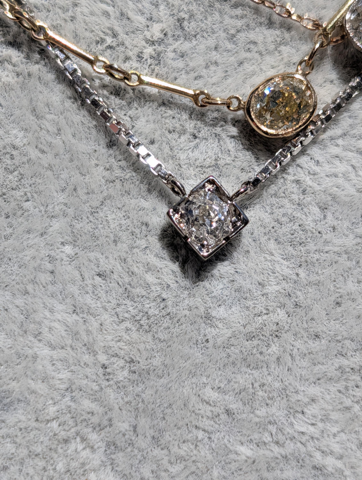 Vintage 14k and 18k White Gold Diamond Pendant Necklace, 1950s Solitaire Old European Cut Pendant, Dainty Elegant Classic Gift for Her
