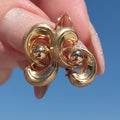 14K Solid Yellow Gold 1920s  Geometric Knot Infinity Lever Back Elegant Vintage Antique Retro Earrings Gift for Her Present
