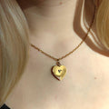Victorian 14k Gold Heart Pendant: Diamond Sapphire Floral Necklace, 1880s Antique Charm