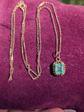 Antique 1920s Art Deco Emerald Pendant Necklace with chain 14k Gold Hallmarked Emerald Cut Gold Chain Jewelry Gift US Duty Free HTS 9706