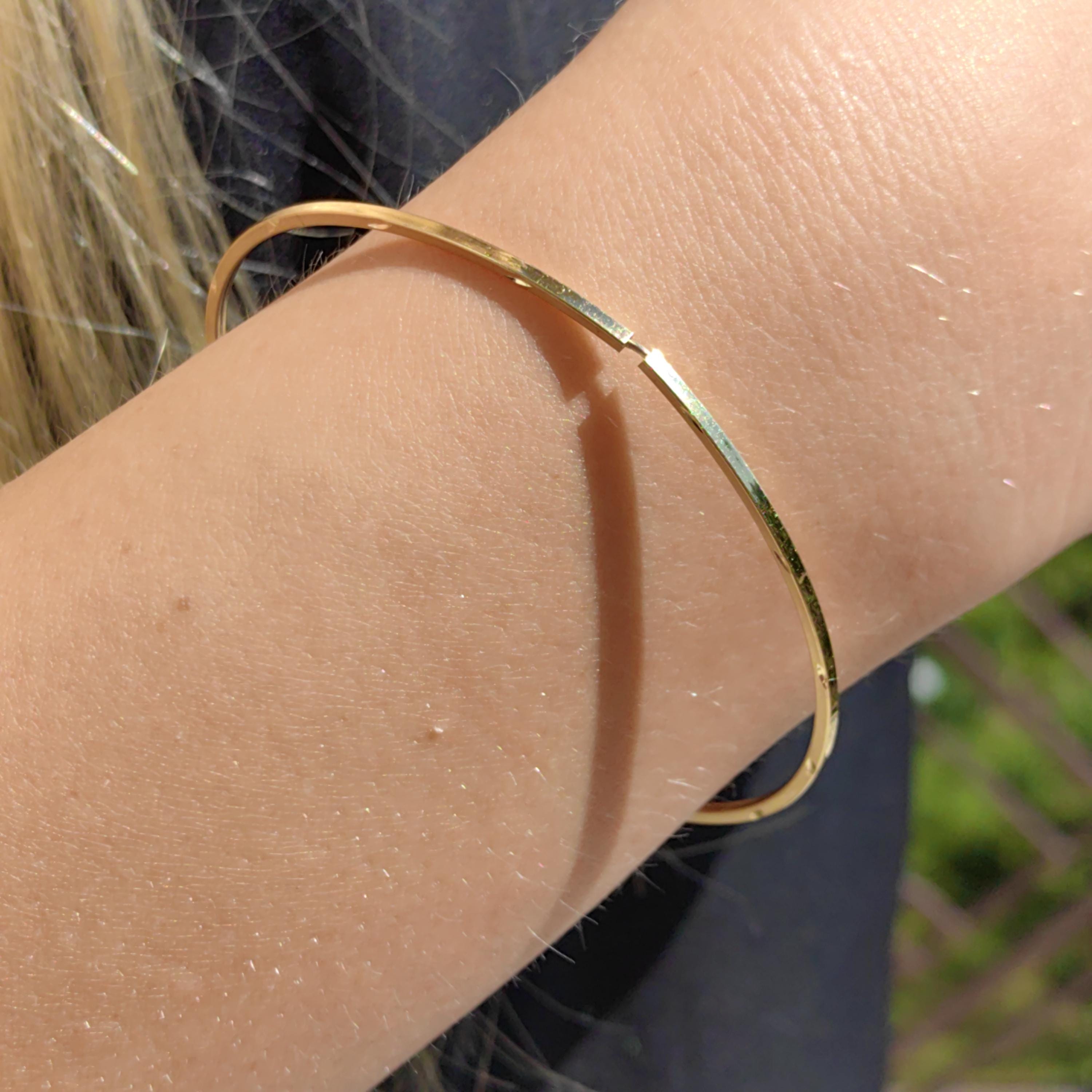 14k Solid Yellow Gold  63mm Diameter Large Hoop Statement Earrings Elegant Bracelet Bangle, Gypsy Earrings Vintage 1980s  Gift for Her
