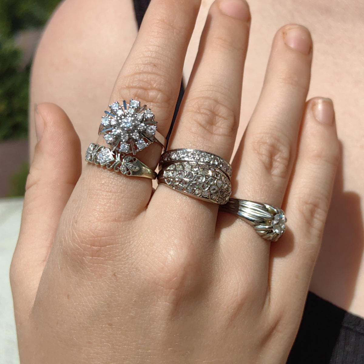 14k White Gold Diamond Ring: Mid-Century Engagement, 0.80ct SI