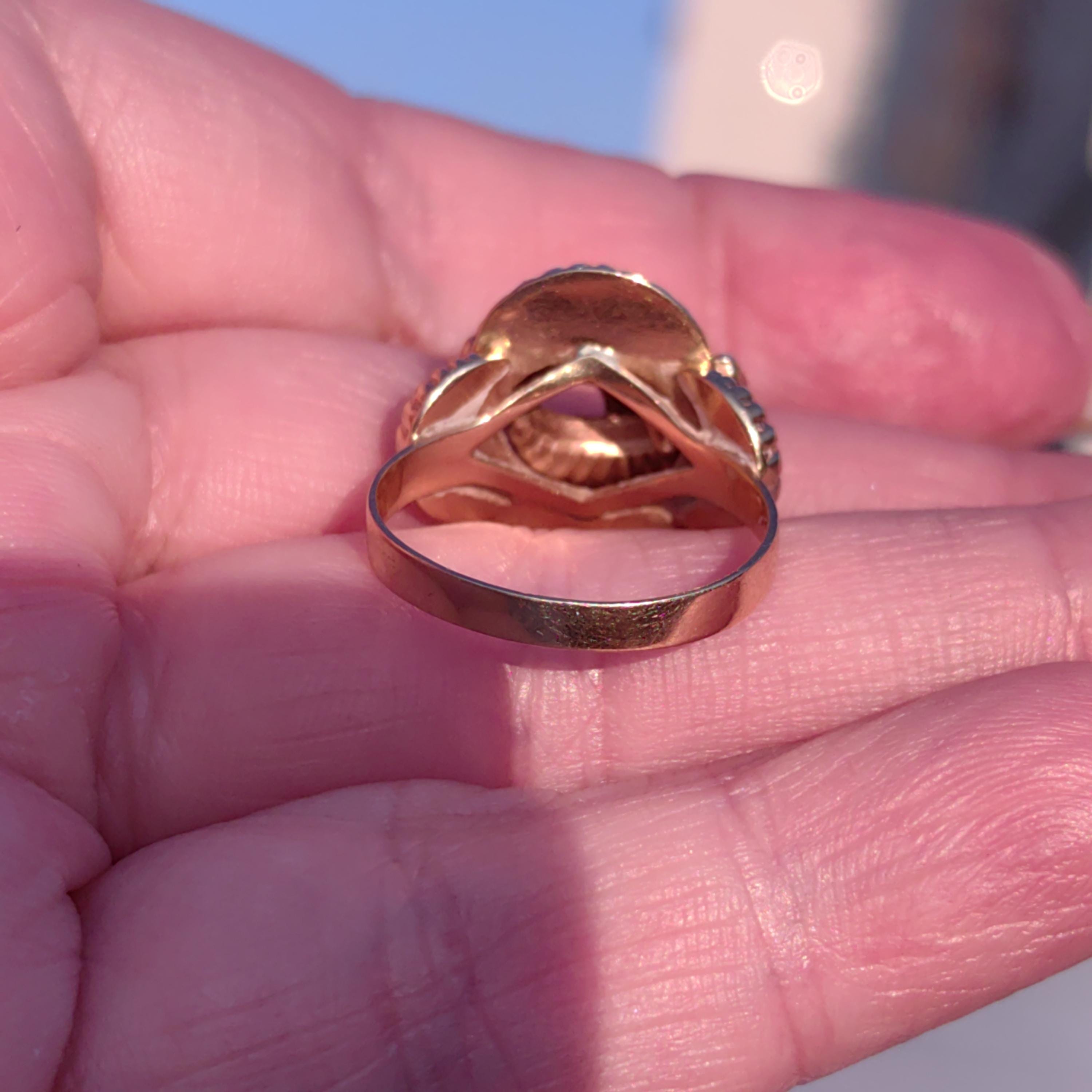Art Deco 14K Rose & Yellow Gold Ring: Handcrafted Floral Geometric Band