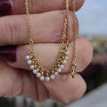 Victorian 1890s French Vintage Solid Yellow Gold Dainty Small Natural Gris Pearl Beaded Chain Necklace Elegant Antique Necklace