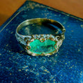 Victorian Natural Emerald  18k Solid Yellow Gold Hallmarked Antique  1880s Band Solitaire Statement Ring US Duty Free HTS 9706