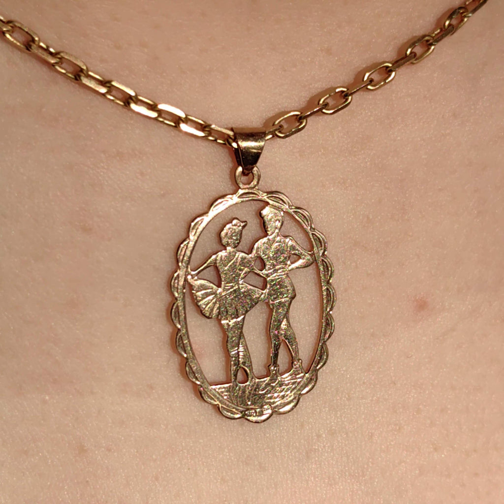 Vintage 14k Yellow Gold Ballet Dancers Pendant Charm