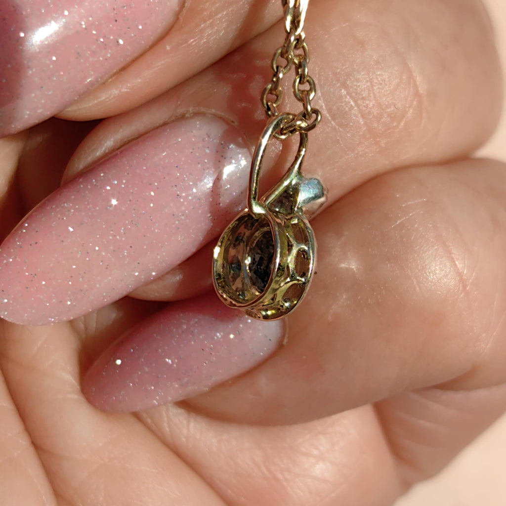 Victorian Rose Cut Diamond Pendant: 14k Yellow Gold & Silver Setting