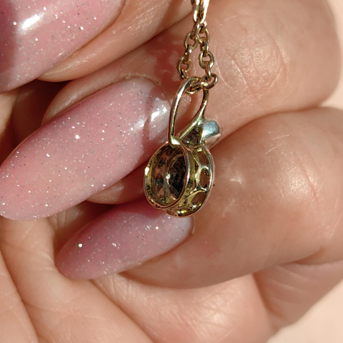 Victorian Rose Cut Diamond Pendant: 14k Yellow Gold & Silver Setting