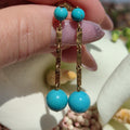 Vintage 1950s Turquoise 18K Gold Dangle Earrings