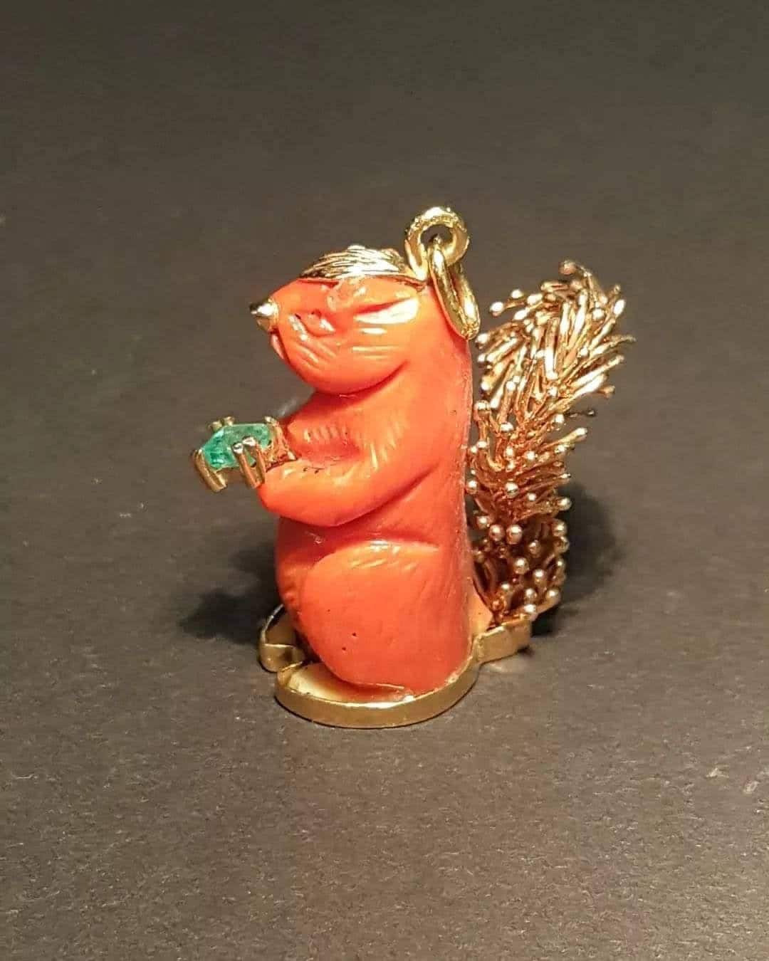 Coral squirrel pendant