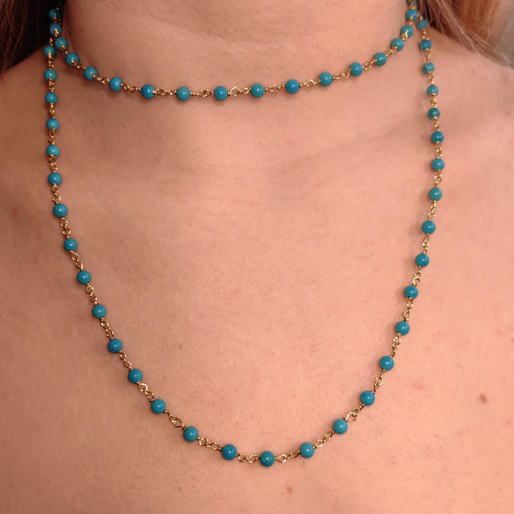 18k Yellow Gold Turquoise Statement Necklace – Mid Century Antique Filigree Collar