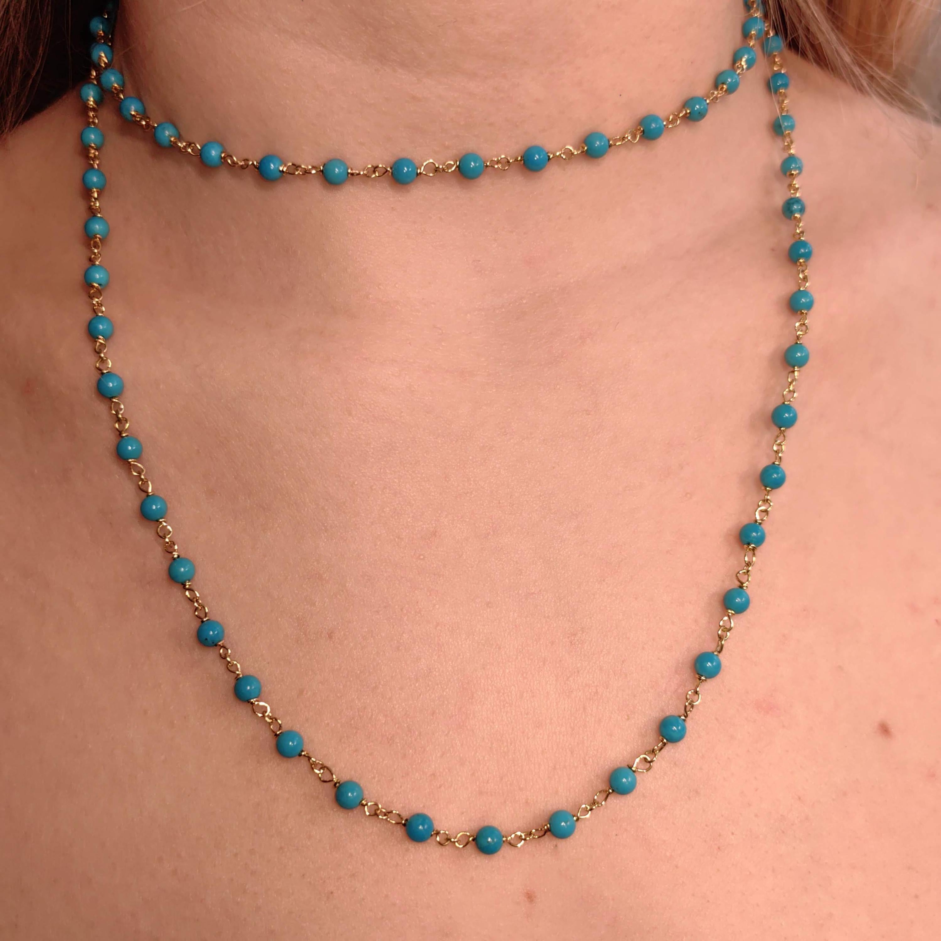 18k Yellow Gold Turquoise Statement Necklace – Mid Century Antique Filigree Collar