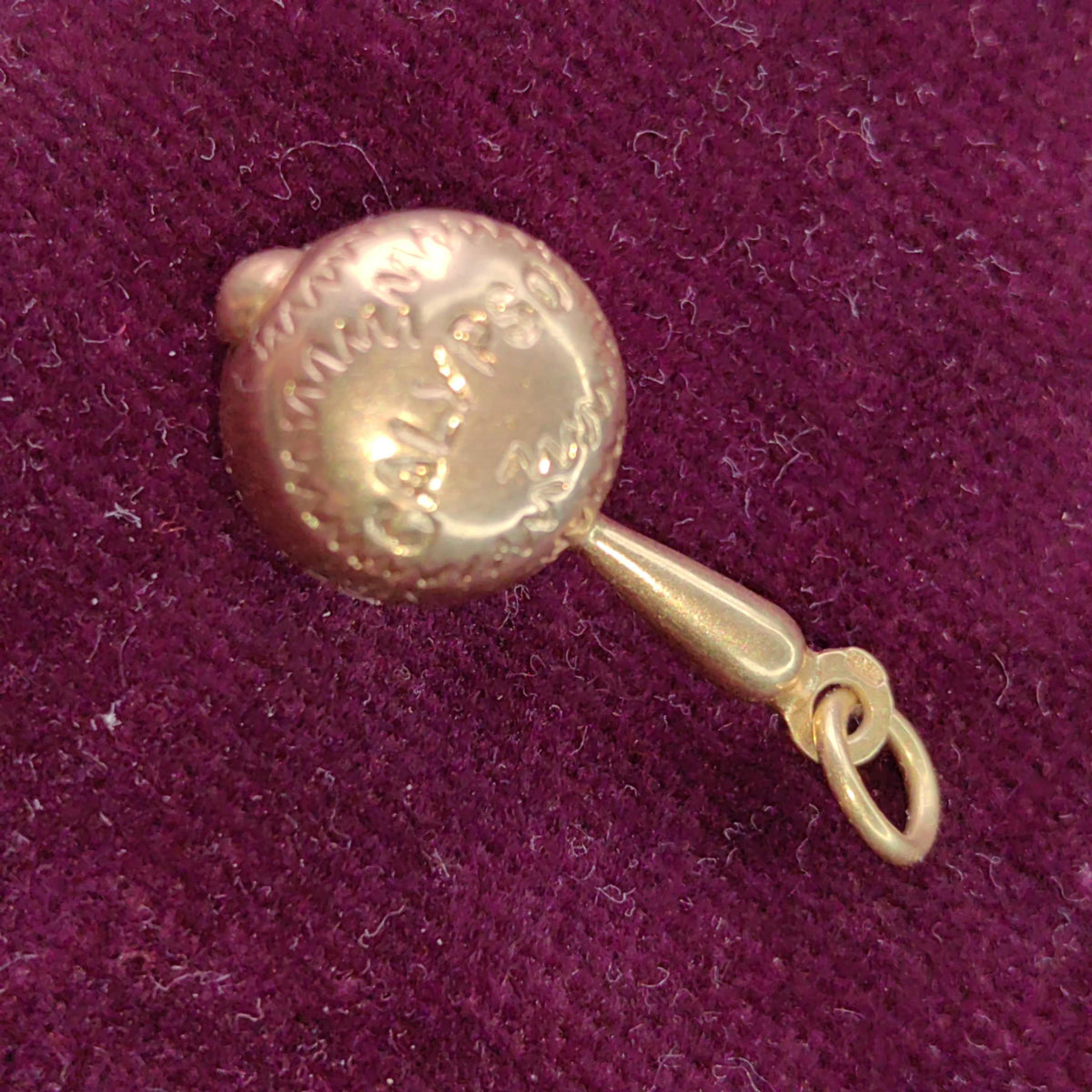 Vintage 18K Gold Maracas Charm Pendant - Calypso Engraved