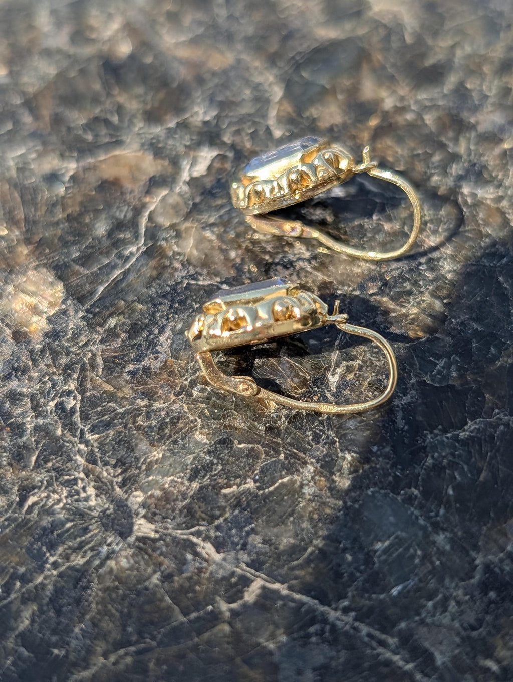 1940s Late Art Deco Aquamarine 14k Yellow Gold Earrings, Antique Vintage Dangle Statement Earrings, Gift for Her
