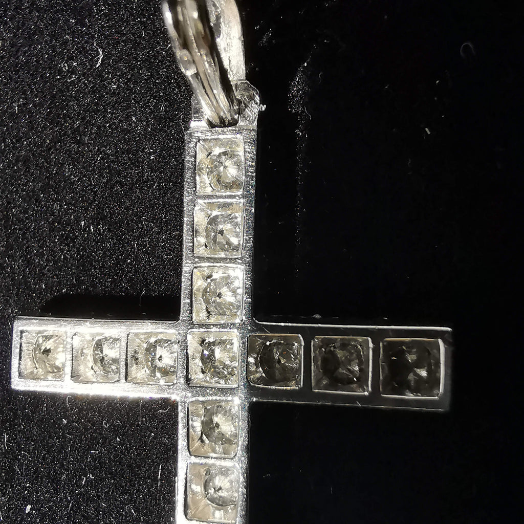 1920s Art Deco Diamond Cross Pendant, 1.85ct Diamonds, Platinum Antique Jewelry, Over 100 Years, US Duty Free HTS 9706