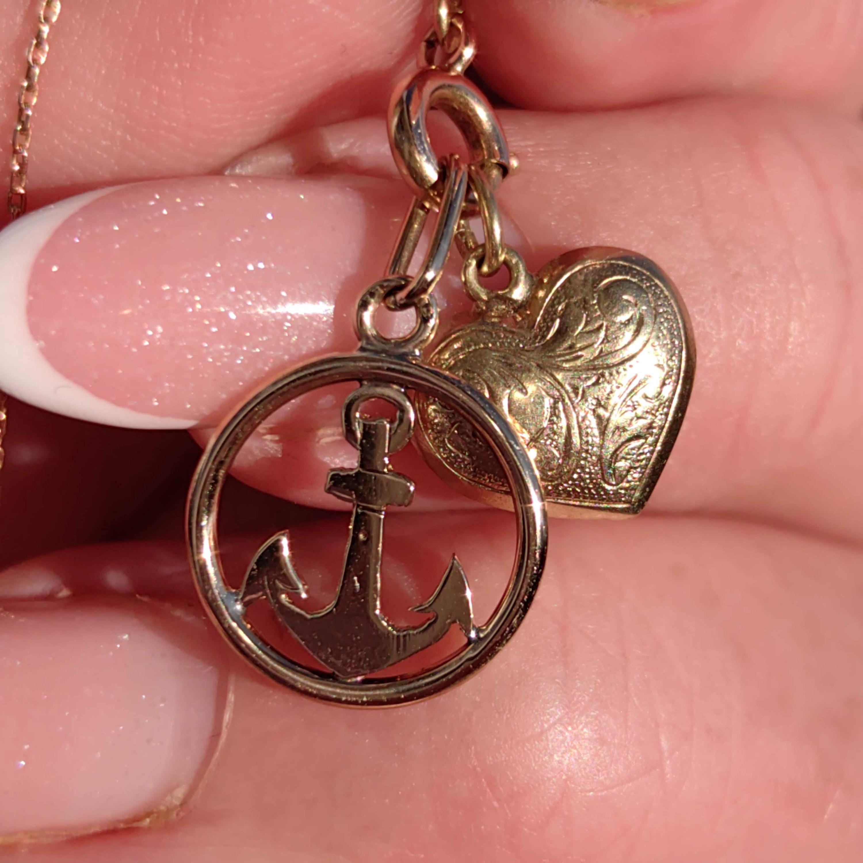 Antique 14k Solid Yellow Gold Anchor Dainty Pendant Nautical Sea Ship Charm for Bracelet or Necklace Gift Present