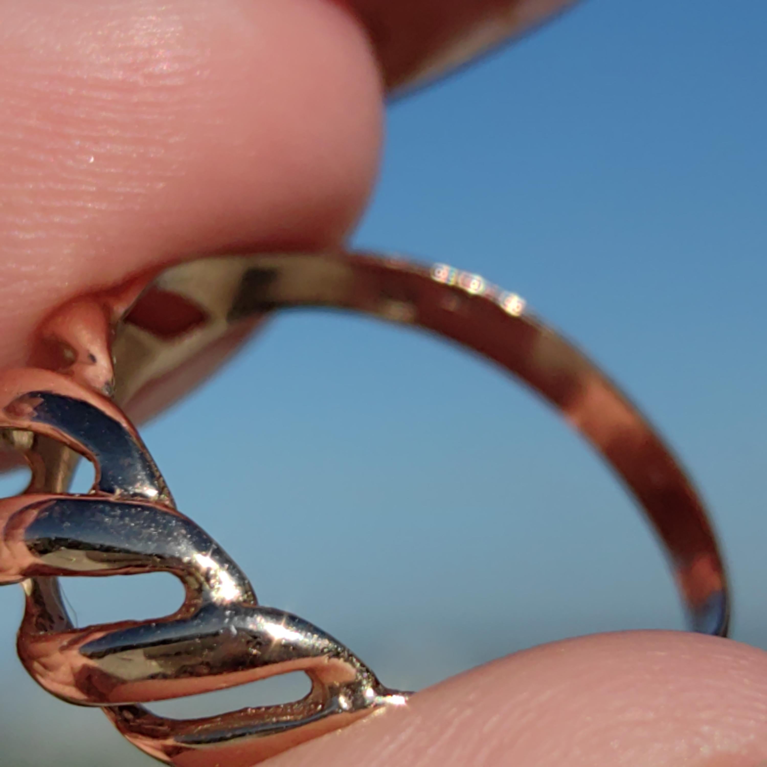 Dainty 14k Solid Yellow Rose Champagne Gold Chain Wave Elegant Ring Stackable Geometric Vintage Dainty Band Gift for Her Present