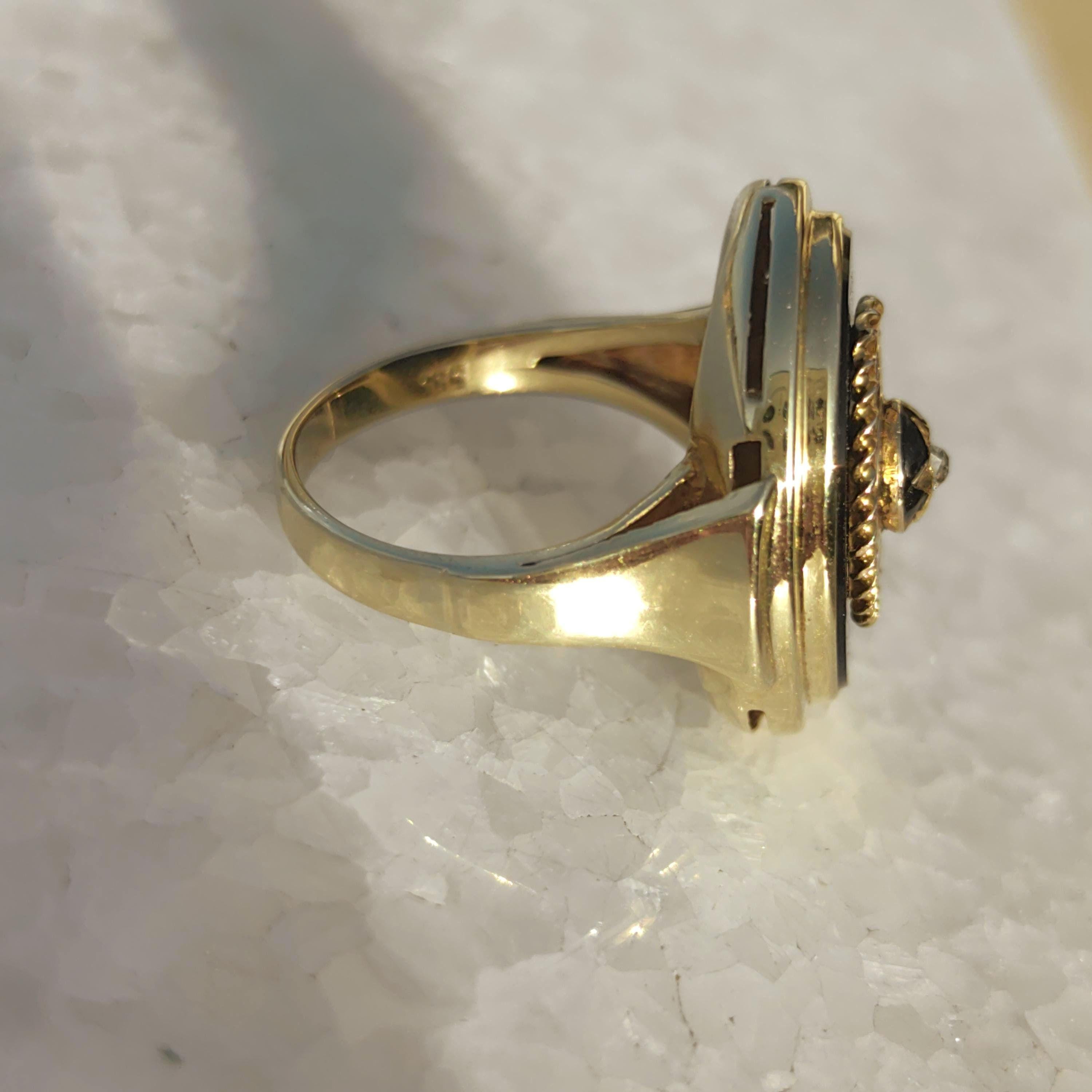 Victorian Onyx Diamond 14k Yellow Gold Star Ring