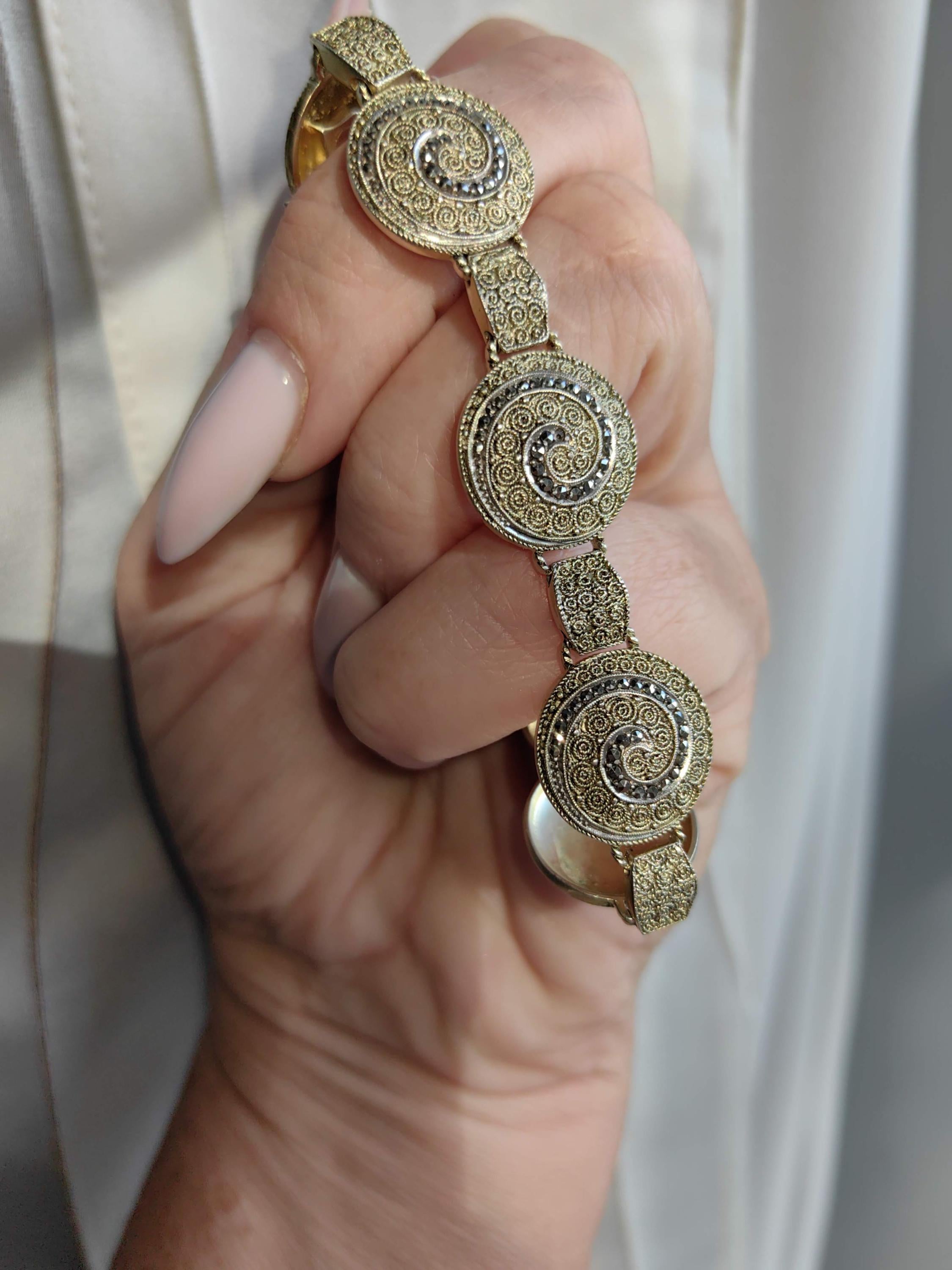 Art Deco Theodor Fahrner Silver Gilt Marcasite Bracelet