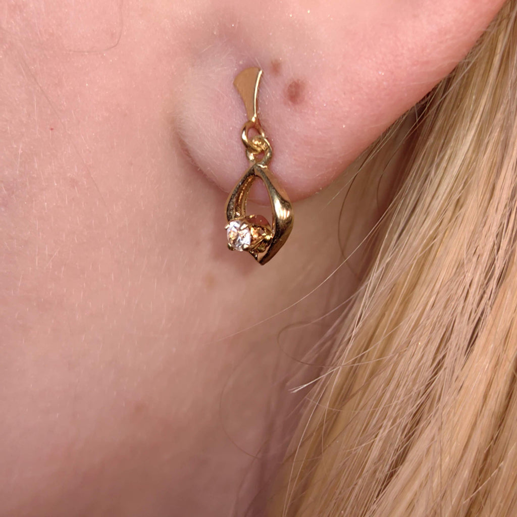 Vintage Natural Diamond 14k Solid Gold Geometric Circle Design Elegant Sleepers Earrings Gift for Her Present